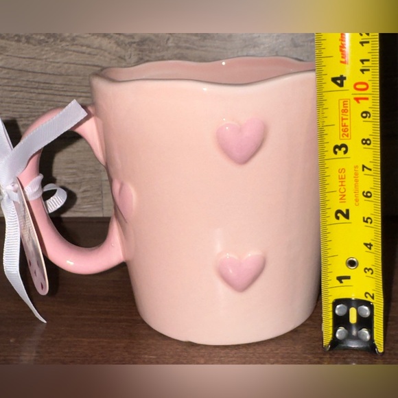 Super Cute Pink Ceramic Mug with Hearts 💕 Perfect Valentines Day - NEW - Picture 9 of 11